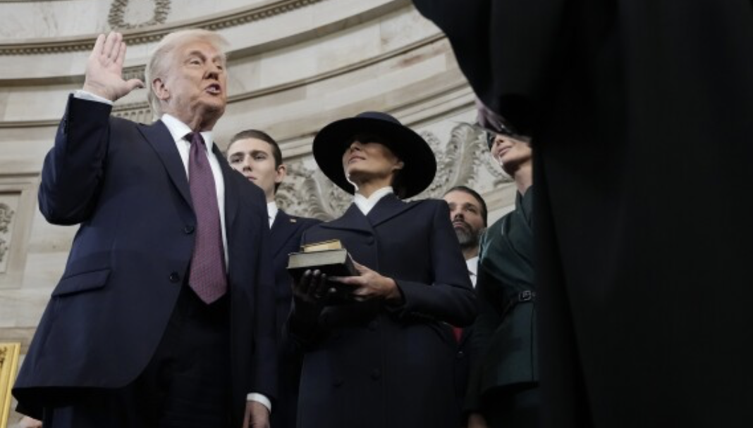 Trump reciting the oath of Presidency to become the official President. Via AP News.